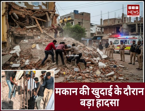 निर्माणाधीन मकान के पास कच्ची दीवार गिरने से मजदूर मलबे में दबा, हालत गंभीर